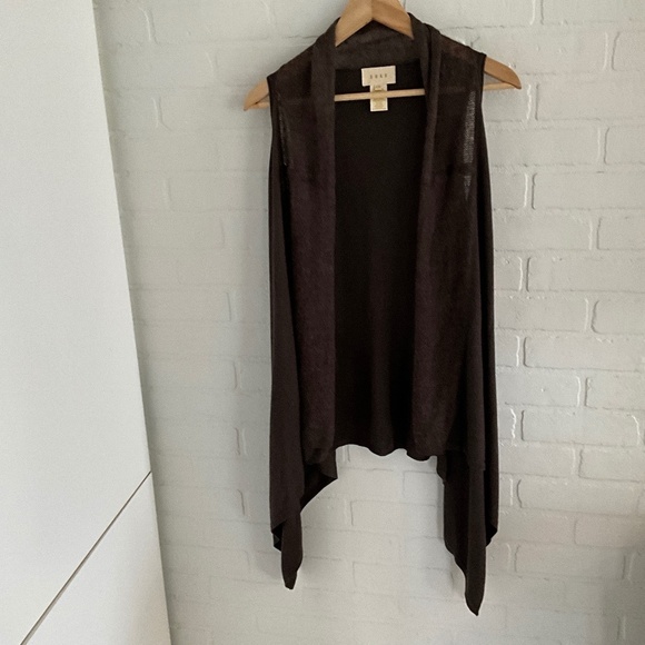 Anthropologie x Shae Knit Sweater vest Open Cardigan Brown Silk Cashmere Sz XS - Picture 2 of 12